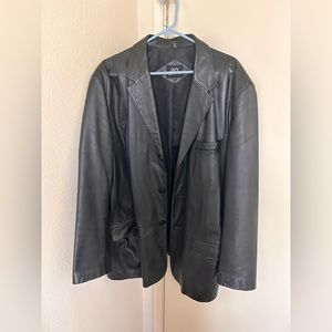 vintage oversized black leather jacket
